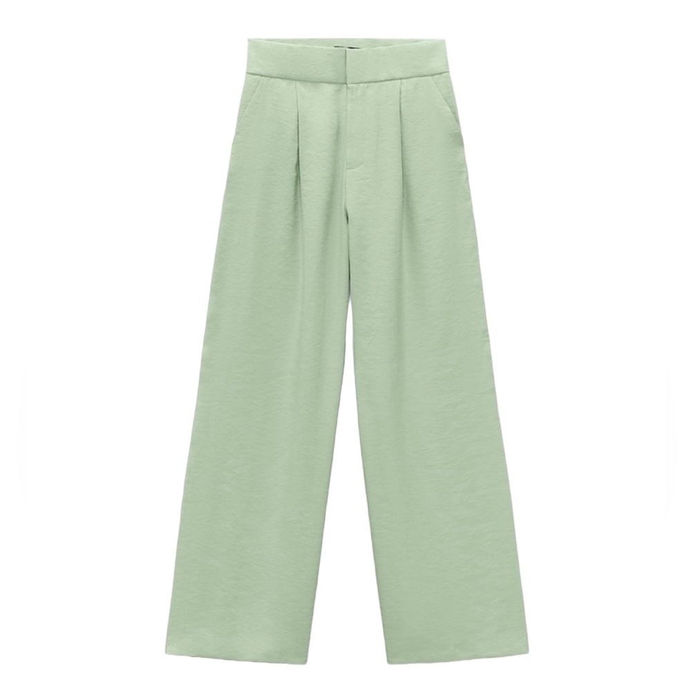 Zara High Waist Wide Leg Trousers Sea Green - Picture 10 of 12